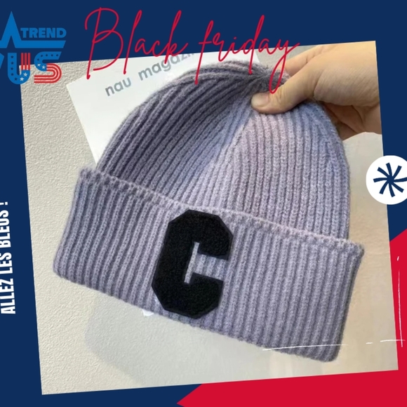 Winter unisex multi color C letter beanie cap - Picture 3 of 10